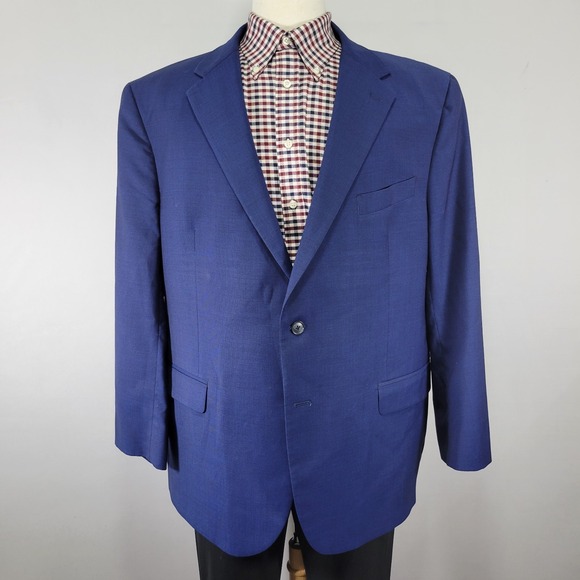 Joseph Abboud Men's Sport Coat Blazer Two Button Blue Super 100s Wool 48R